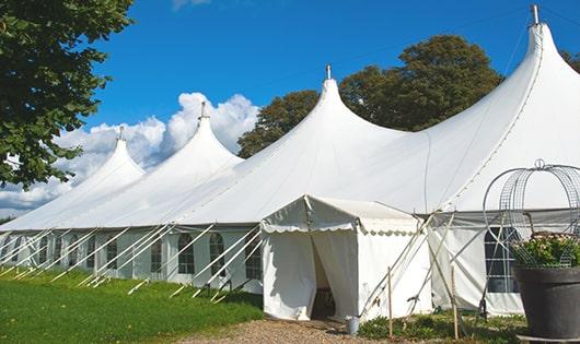 high-quality portable restrooms stationed at a wedding, meeting the needs of guests throughout the outdoor reception in Richfield, NC